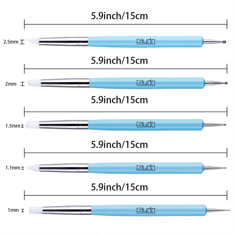 Caydo 9 Pieces Stylus Tools, 5 Pieces 2 Way Total 10 Different DIY Silicone and Ceramic Clay Indentation Tool and 4 Pieces Double-Ended Metal Ball Tools - Image 3